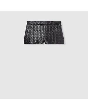 Gucci Embossed Gg Leather Shorts - Black