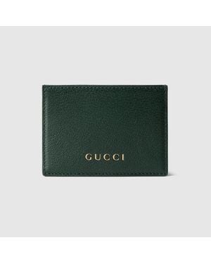 Gucci Card Case With Lettering, Leather - Green