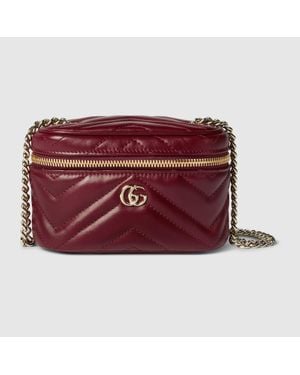 Gucci Gg Marmont Nano Vanity Bag, Leather - Red