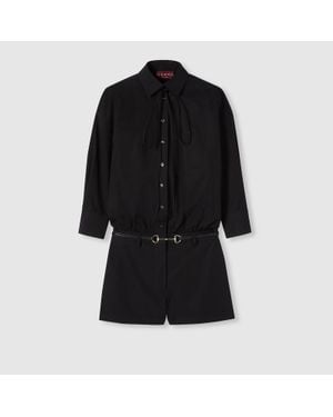 Gucci Combinaison En Popeline De Coton Avec Broderie, Taille - Noir