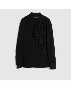 Gucci Silk Crêpe De Chine Shirt With Embroidery - Black