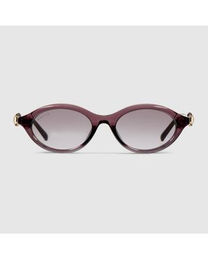 Gucci Lunettes De Soleil Ovales - Marron