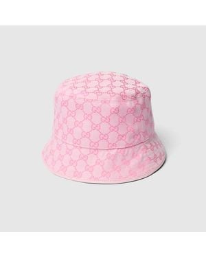 Gucci Gg Cotton Canvas Bucket Hat, Size M, Fabric - Pink