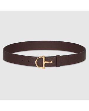 Gucci Belt With Half-Horsebit Buckle, Size 100 - Brown
