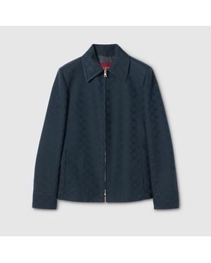 Gucci Gg Cotton Gabardine Zip Jacket - Blue