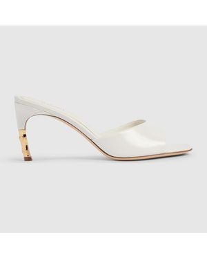 Gucci Sandalia De Piel Con Motivo De Bamboo Para Mujer, Talla - Blanco