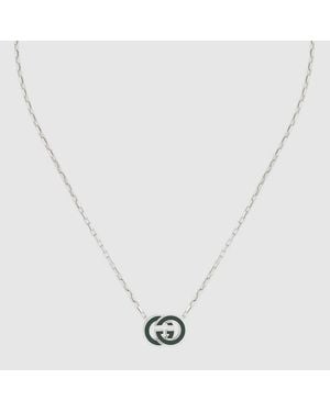 Gucci Collana Interlocking Con Pendente - Metallizzato