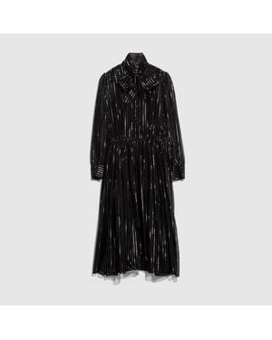 Gucci Pinstripe Silk Organza Chemisier Dress - Black