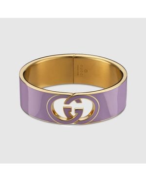 Gucci Bracciale Rigido Smaltato Interlocking, Taglia - Viola
