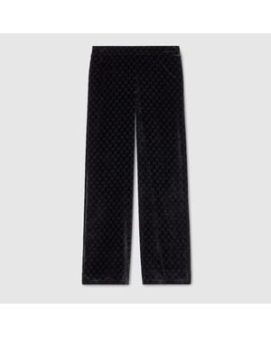 Gucci Gg Velvet Devoré Sportswear Trousers - Black