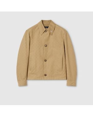 Gucci Gg Cotton Gabardine Jacket - Natural