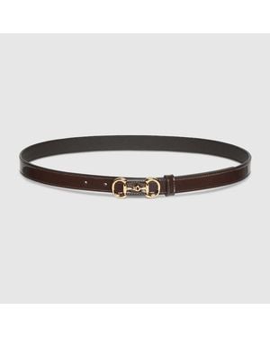 Gucci Thin Belt With Horsebit Buckle, Size 75, Leather - Brown