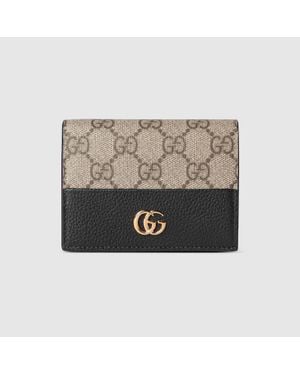 Gucci Zweifarbige Gg Marmont Kartenbrieftasche - Schwarz