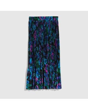 Gucci Printed Silk Crêpe De Chine Midi Skirt, Size 38 It, Ready-To-Wear - Blue