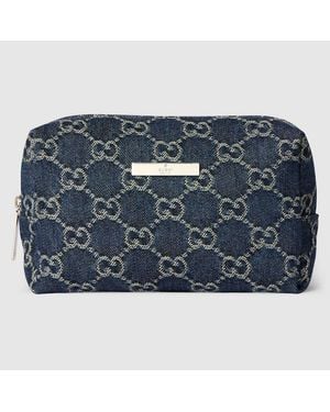 Gucci Mittelgroßes Kosmetiketui Mit Plakette - Blau