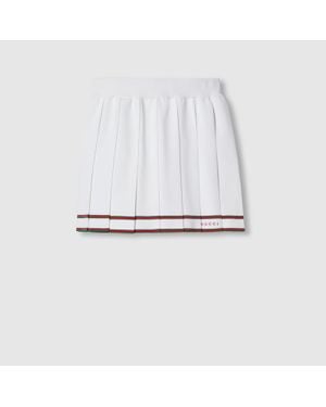 Gucci Short Pleated Skirt With Striped Trim, Size S - White