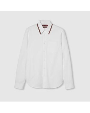 Gucci Hemd Aus Oxford-Baumwolle Mit Web, Grösse - Weiß