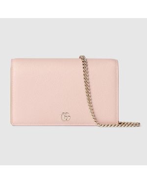Gucci Portafoglio Gg Marmont Bicolore Con Catena - Rosa