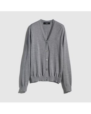 Gucci Fine Wool Cardigan With Embroidery, Size L, Ready-To-Wear - Grey
