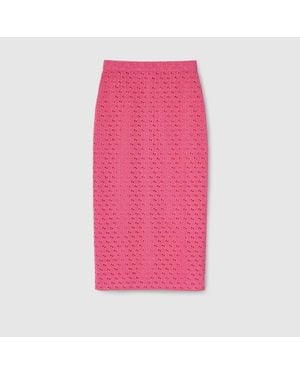 Gucci Jupe En Macramé Gg, Taille - Rose