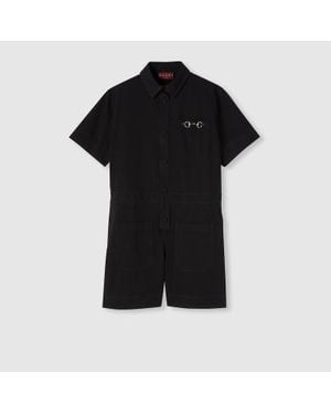Gucci Combinaison En Denim Avec Détail Mors, Taille - Noir