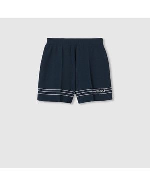 Gucci Shorts Aus Stoff Mit Intarsie, Größe - Blau