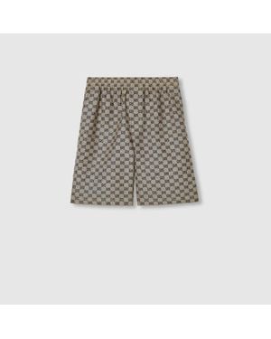 Gucci Gg Linen Blend Canvas Shorts - Grey