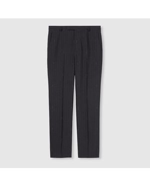 Gucci Pinstripe Wool Pant - Grey