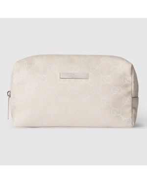 Gucci Medium Cosmetic Case With Plaque, Gg Canvas - Natural