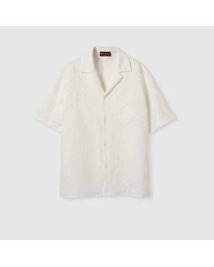 Gucci Hemd Aus Gg Canvas Aus Leinenmischung, Größe - Weiß