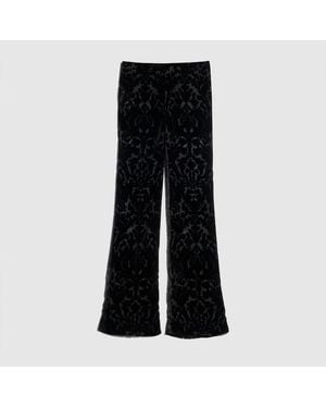 Gucci Floral Devoré Velour Trousers - Black