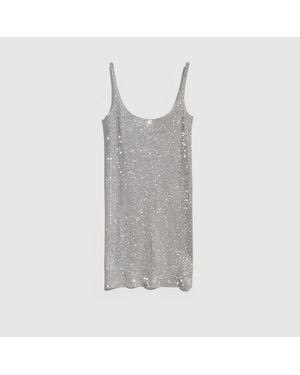 Gucci Stretch Nylon Jersey Dress With Crystals, Size M, Ready-To-Wear - Grey