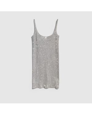 Gucci Stretch Nylon Jersey Dress With Crystals, Size Xs, Ready-To-Wear - Grey
