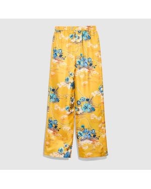 Gucci Printed Silk Twill Leisure Trousers, Size 38 It, Ready-To-Wear - Orange