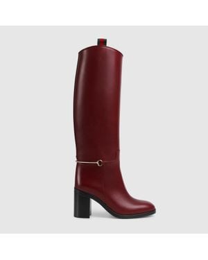 Gucci Bota Con Horsebit Fino Para Mujer, Talla - Rojo