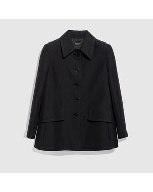 Gucci Linen Blend Caban, Size 38 It, Ready-To-Wear - Black