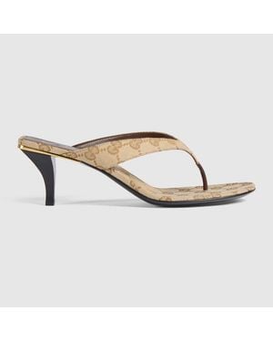 Gucci Vittoria Thong, Gg Canvas - Metallic