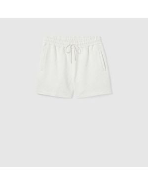Gucci Short En Jersey Technique Gg En Relief, Taille - Blanc
