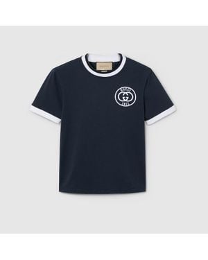 Gucci Cotton Jersey T-Shirt With Embroidery, Ready-To-Wear - Blue