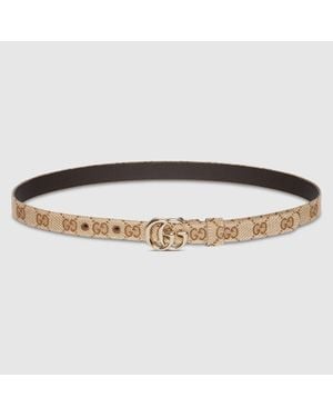 Gucci Ceinture Fine Gg Marmont, Taille 100 - Marron