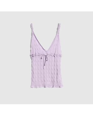 Gucci Braided Cotton Blend Top, Size Xxl, Ready-To-Wear - Purple