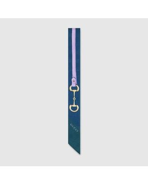 Gucci Band Aus Seidentwill Mit Print - Blau