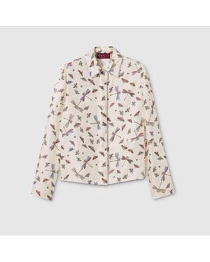 Gucci Printed Silk Twill Shirt - Natural