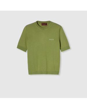 Gucci Cashmere And Silk Top With Intarsia, Ready-To-Wear - Green
