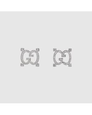 Gucci Orecchini A Bottone Con Cristalli Gg - Metallizzato