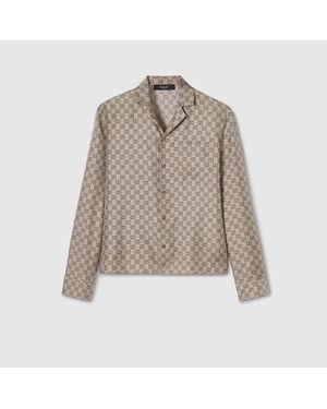 Gucci Printed Silk Twill Bowling Shirt - Natural