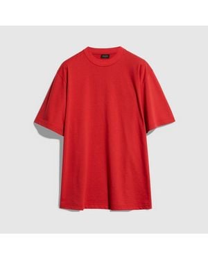 Gucci Camiseta De Punto De Algodón Y Seda, Talla - Rojo