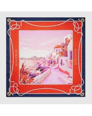 Gucci Printed Silk Carré - Red