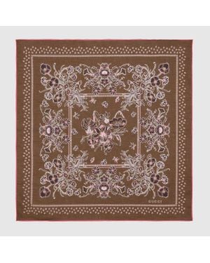 Gucci Einstecktuch Aus Baumwolle Mit Print - Braun
