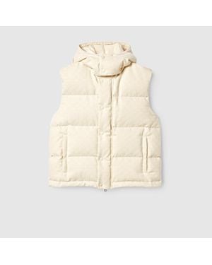 Gucci Gg Cotton Blend Canvas Puffer Vest - Natural